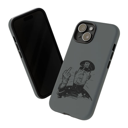 Vintage Cop Middle Finger Phone Case — Edgy Retro iPhone Protective Cover