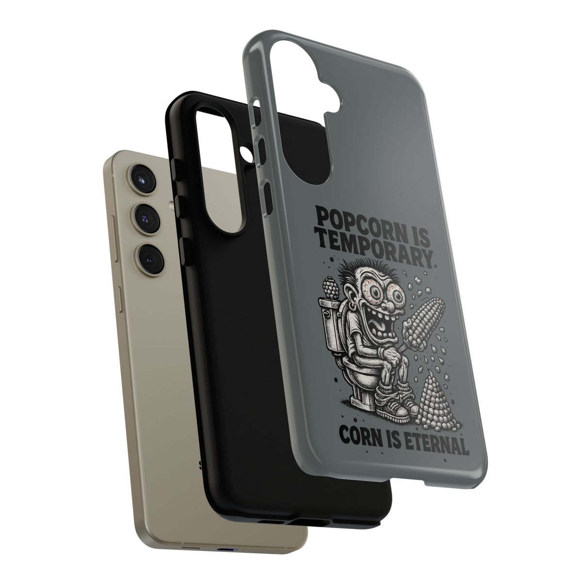 Phone Case — "Popcorn Is Temporary, Corn Is Eternal" Retro Zombie Corn Design