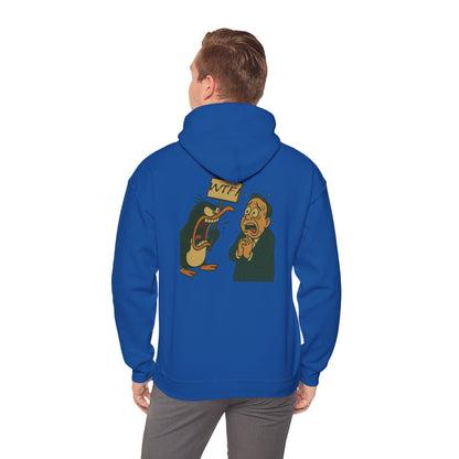 Hoodie — Cartoon Penguin Screams ‘No!’ Back Print Sweatshirt