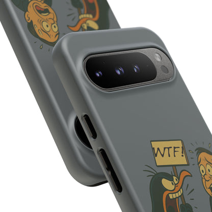 Phone Case - Cartoon Penguin Yelling 'WTF' at Shocked Man, Funny Protective iPhone Cover