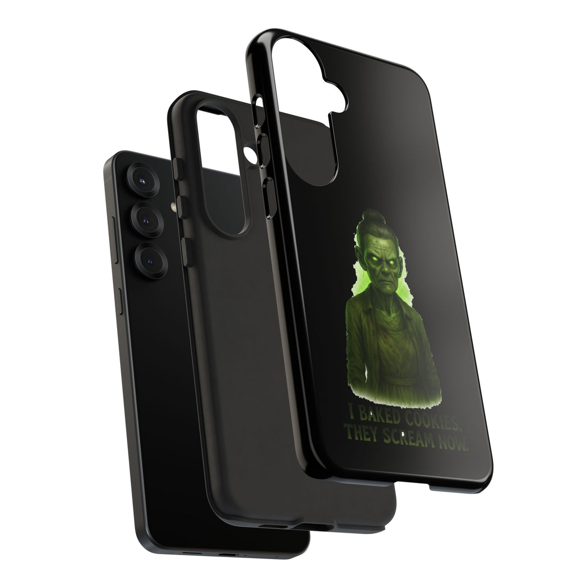 Spooky Green Ghost Phone Case — "I Baked Cookies, They Scream Now" Horror iPhone Cover