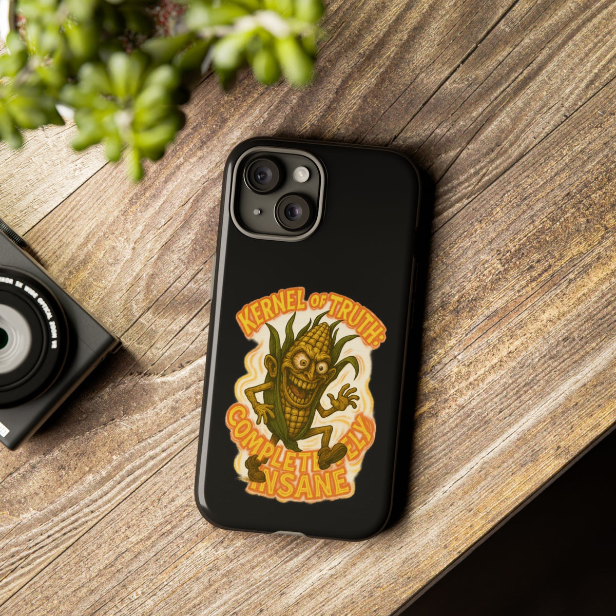 Corny Horror Phone Case - “Kernel of Truth, Completely Insane” Retro Corn Monster
