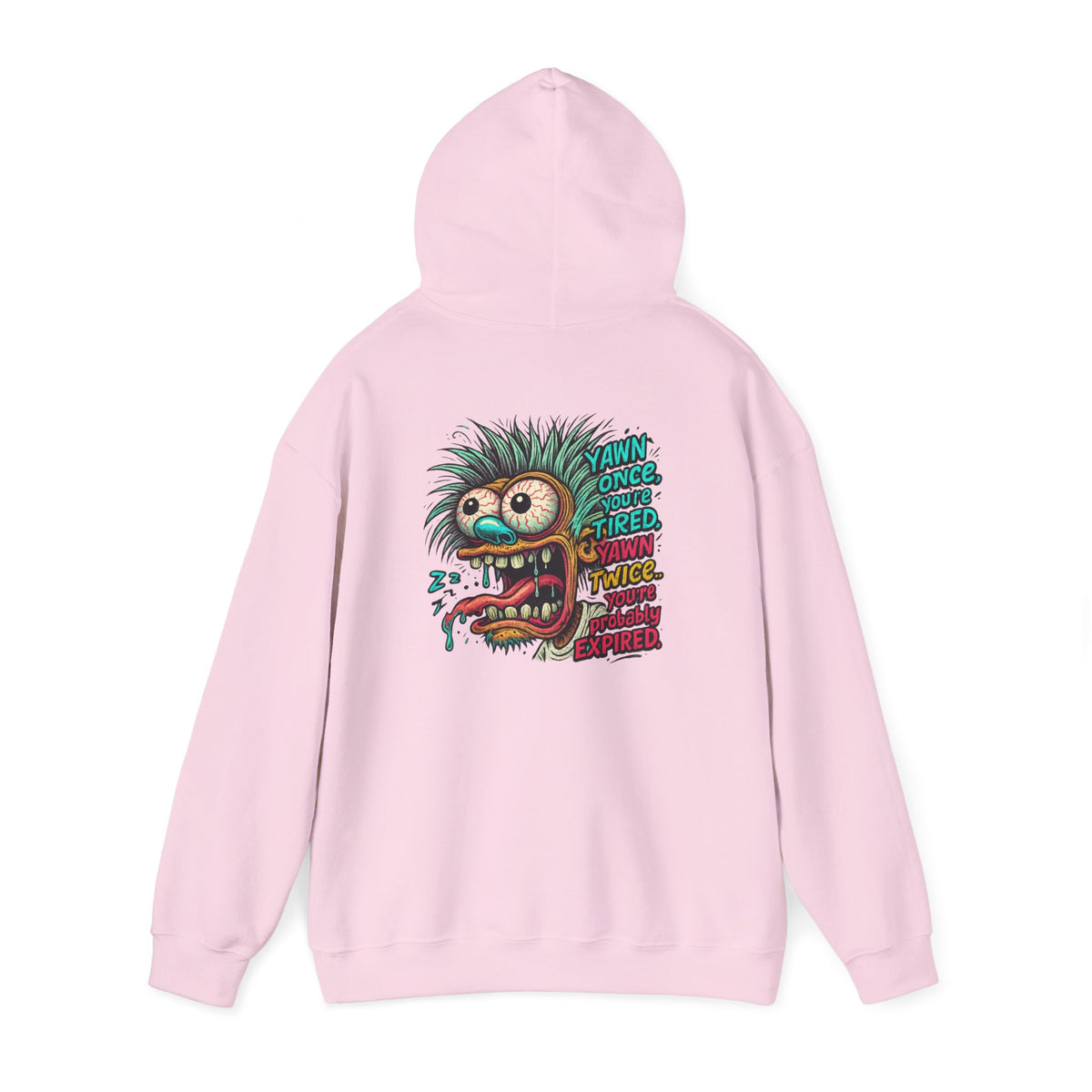 Skater Monster Graphic Hoodie — “Yawn Once, Yawn Twice, Never Appear” Retro Skate Pullover
