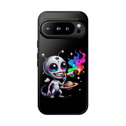 Alien Smoking Rainbow Galaxy Phone Case — Cute Cosmic Art Tough Case