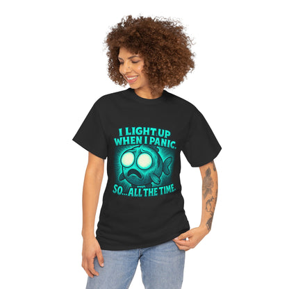 Glowing Panic Fish Tee | I Light Up When I Panic Graphic T-Shirt