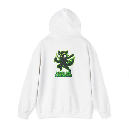 Raccoon Mascot Hoodie – "I Came, I Saw, I Raccooned" Graphic Pullover