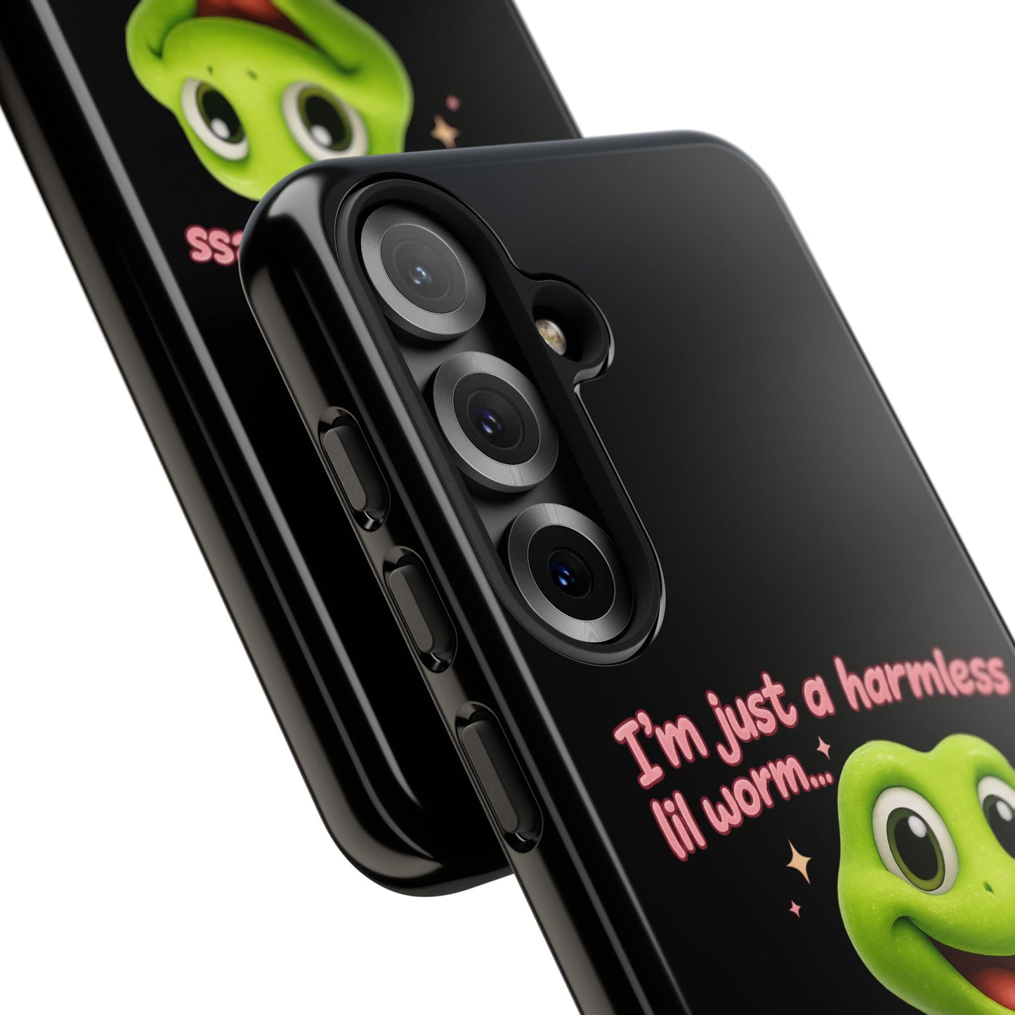 Phone Case — “I’m Just a Harmless Lil Worm… With Chaotic Intentions” Cute Cartoon Worm Design
