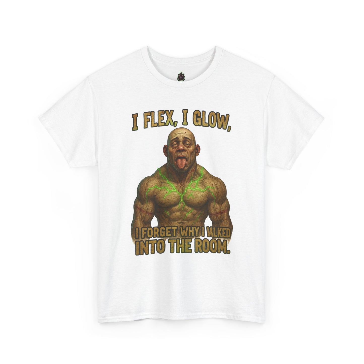 Muscle Meme T-Shirt — "I Flex, I Glow" Funny Gym Tee