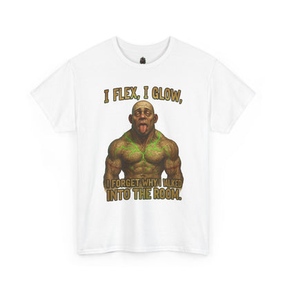 Muscle Meme T-Shirt — "I Flex, I Glow" Funny Gym Tee