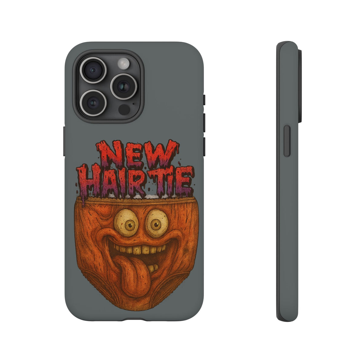 Phone Case — 'New Hairte' Funny Grinning Tongue-Out Monster Design