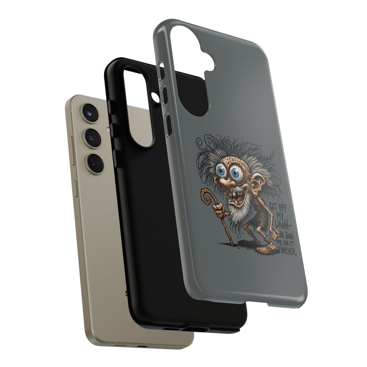 Phone Case — Funny Grumpy Troll Design: “Get Off My Lawn” Protective Cover