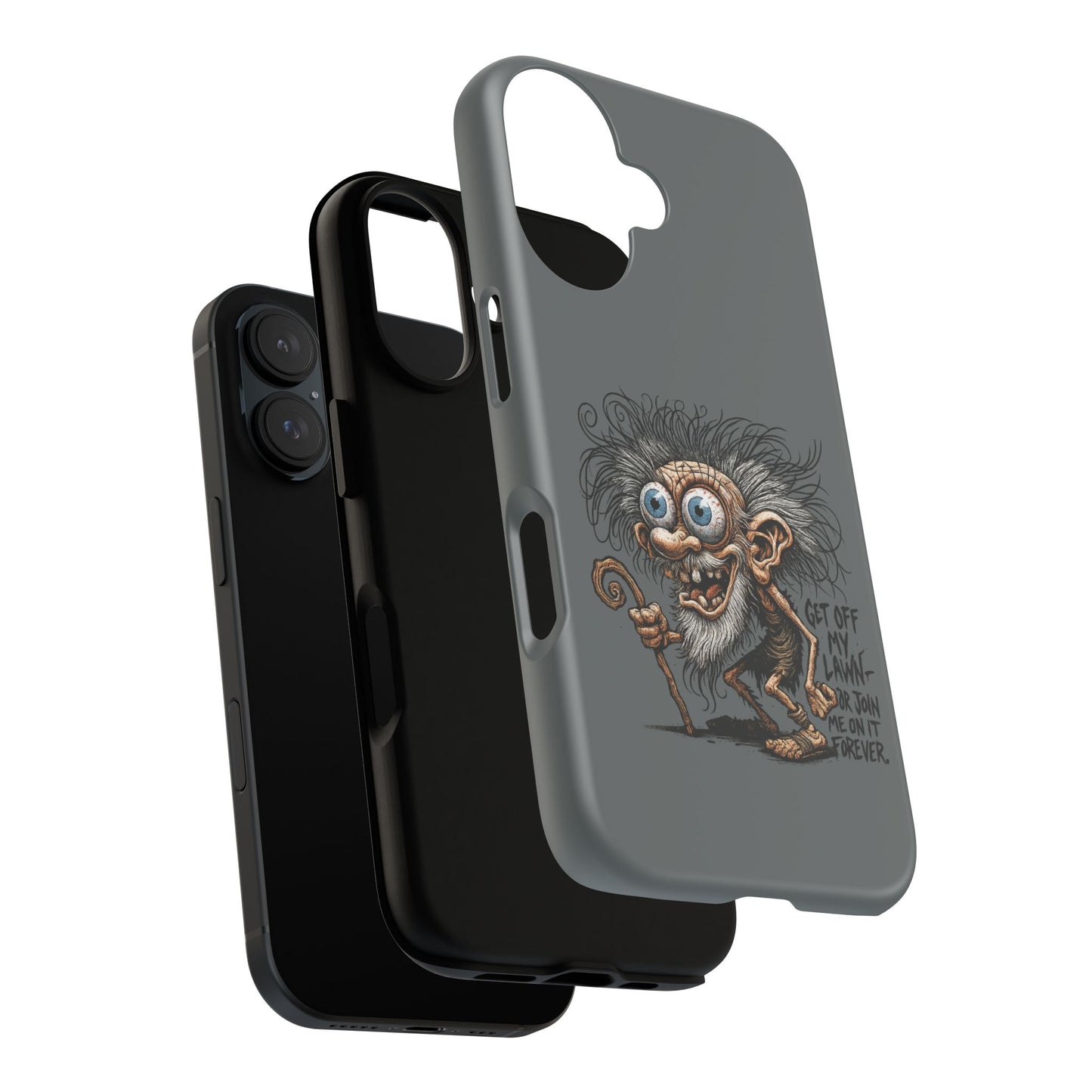 Phone Case — Funny Grumpy Troll Design: “Get Off My Lawn” Protective Cover