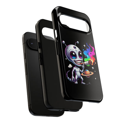 Alien Smoking Rainbow Galaxy Phone Case — Cute Cosmic Art Tough Case