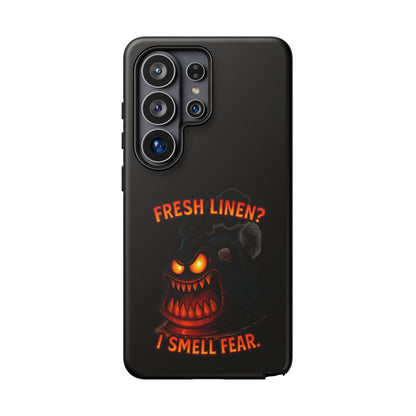 Phone Case — 'Fresh Linen? I Smell Fear.' Spooky Pumpkin Horror Protective Case