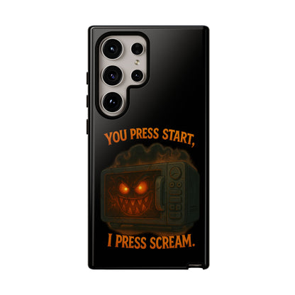 Phone Case — "You Press Start, I Press Scream" Spooky Retro Game Controller Design