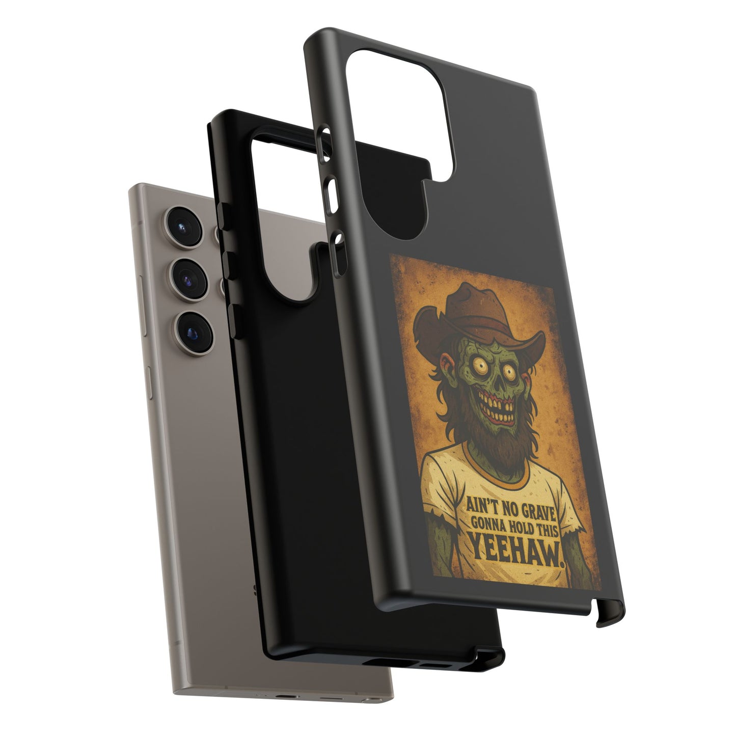 Zombie Cowboy Phone Case — "Ain't No Grave Gonna Hold This Yeehaw" Protective iPhone Cover