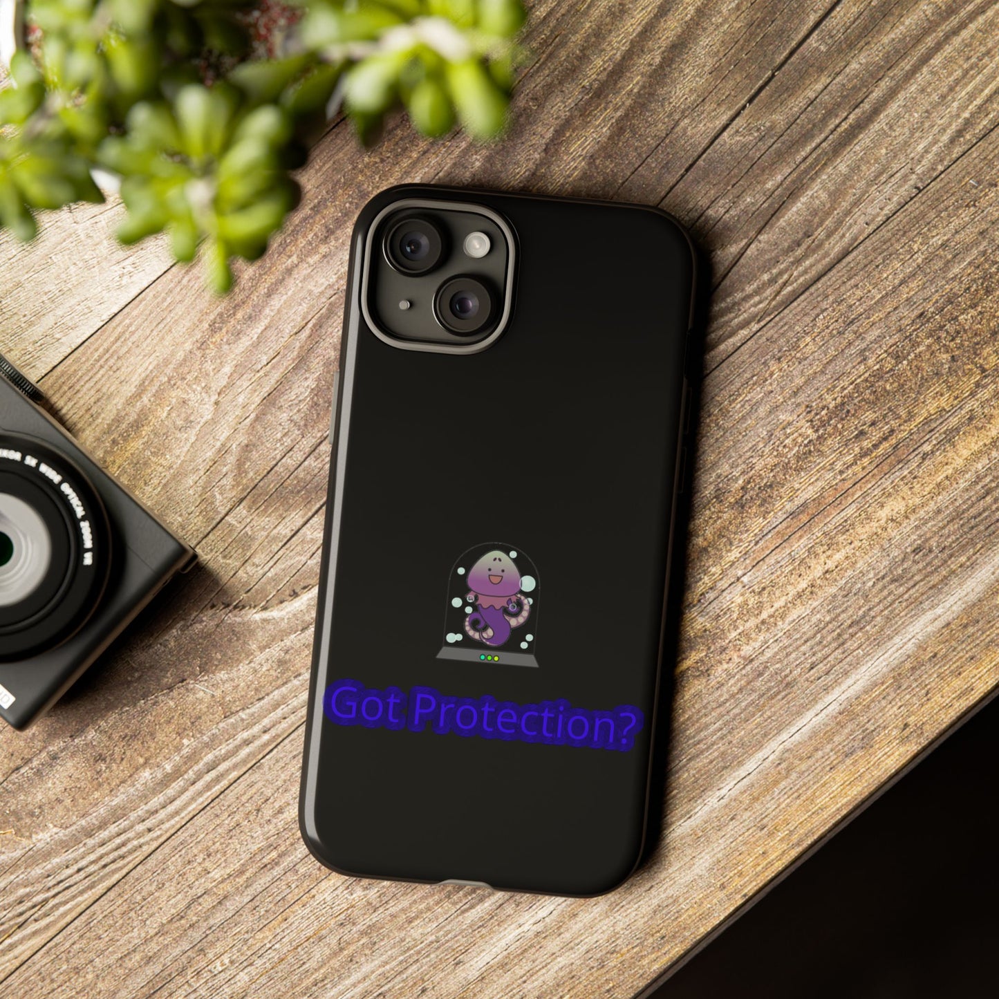Phone Case — 'Got Protection?' Cute Purple Alien Anti-Shock Protective Cover