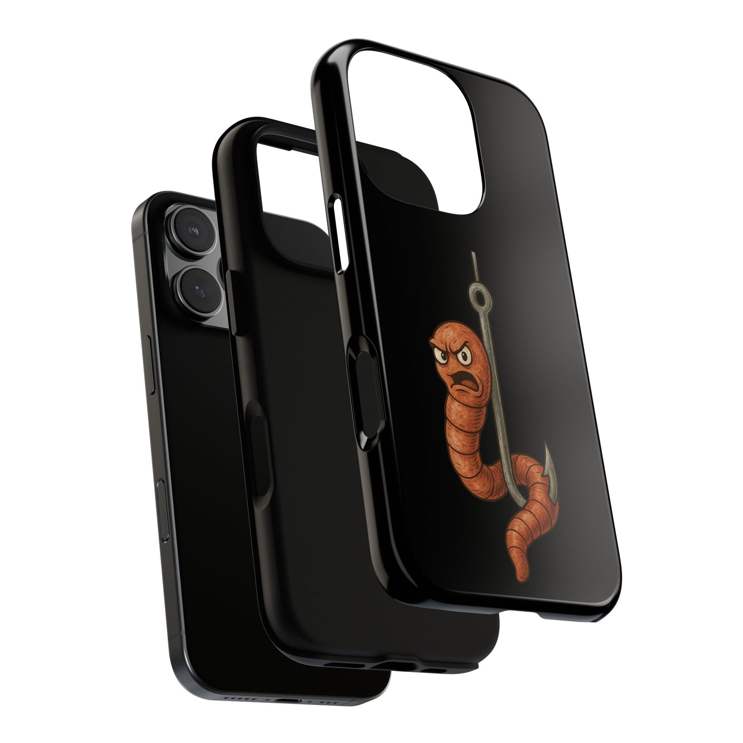 Angry Worm on Hook Phone Case – Funny Fishing Humor Protective Cover