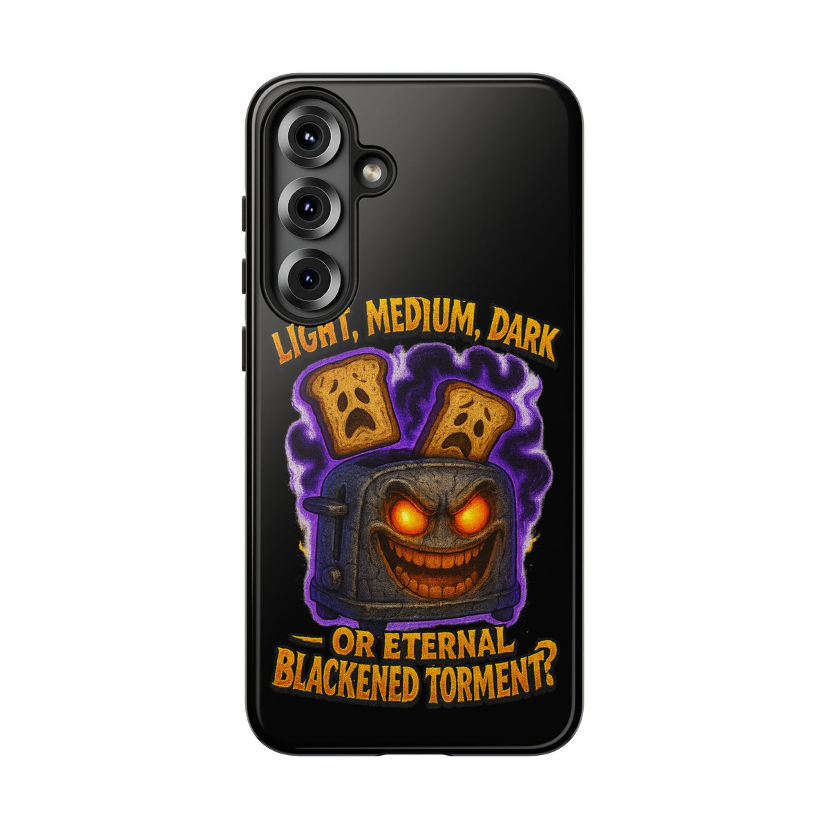 Phone Case — 'Light, Medium, Dark or Eternal Blackened Torment?' Spooky Toast & Toaster Horror Design