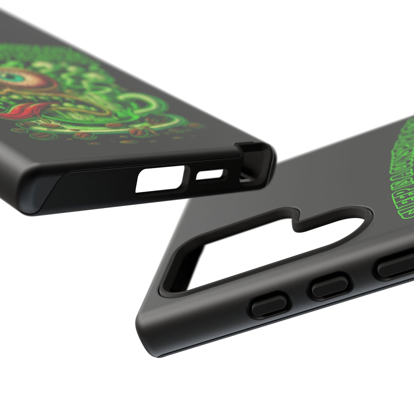 Phone Case — “Sleep Is a Conspiracy, Coffee Is Truth” Retro Monster Design