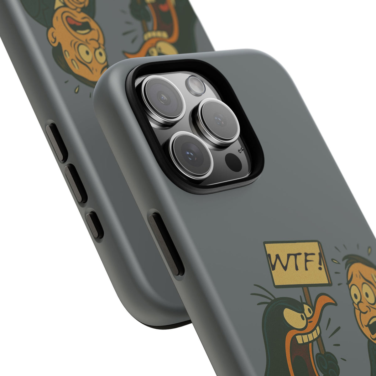 Phone Case - Cartoon Penguin Yelling 'WTF' at Shocked Man, Funny Protective iPhone Cover