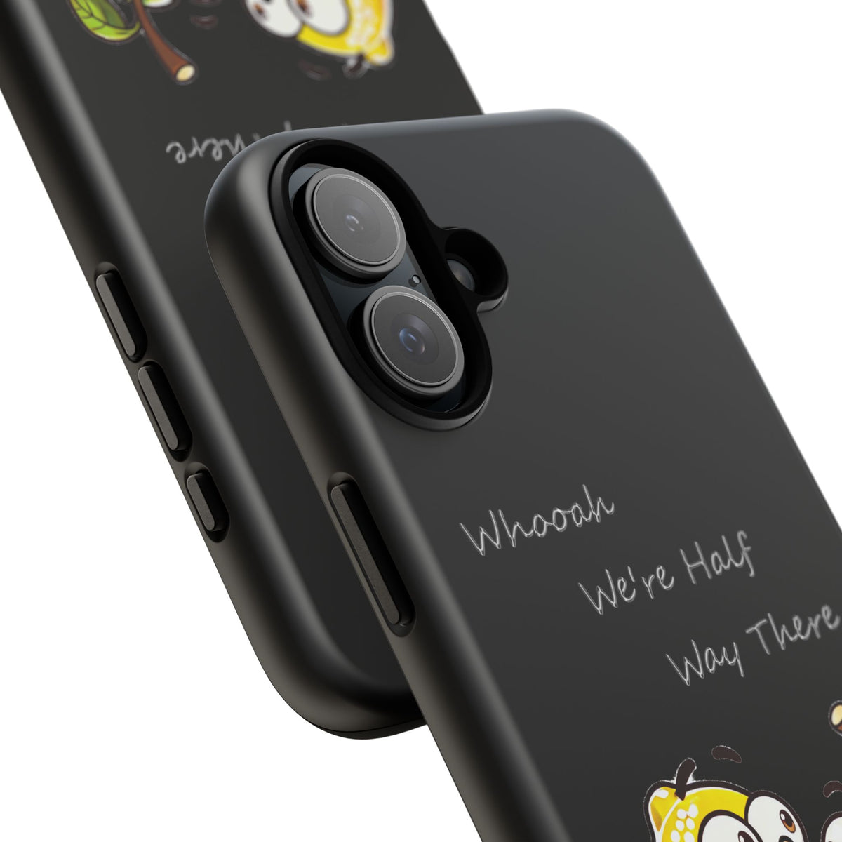 Phone Case - Playful Pear & Lemon Illustration with “Whooah We're Half Way There”