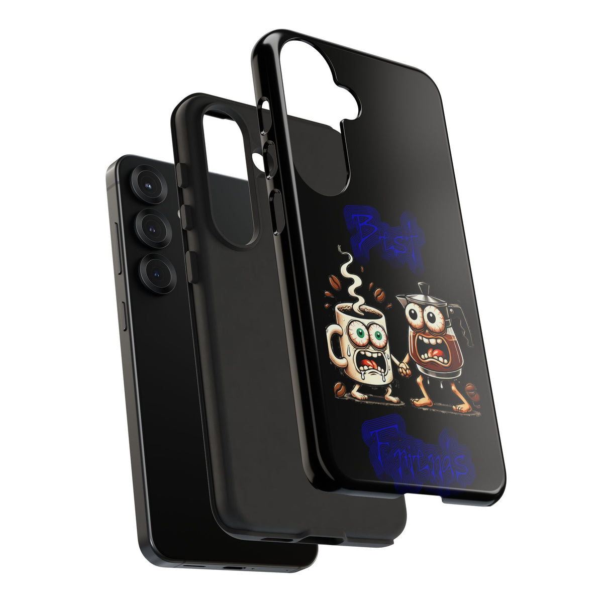 Coffee & Tea Fight Phone Case — Funny Kawaii Beverage Cartoon Tough Cases