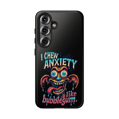 Phone Case — "I Chew Anxiety Like Bubblegum" Retro Monster Design