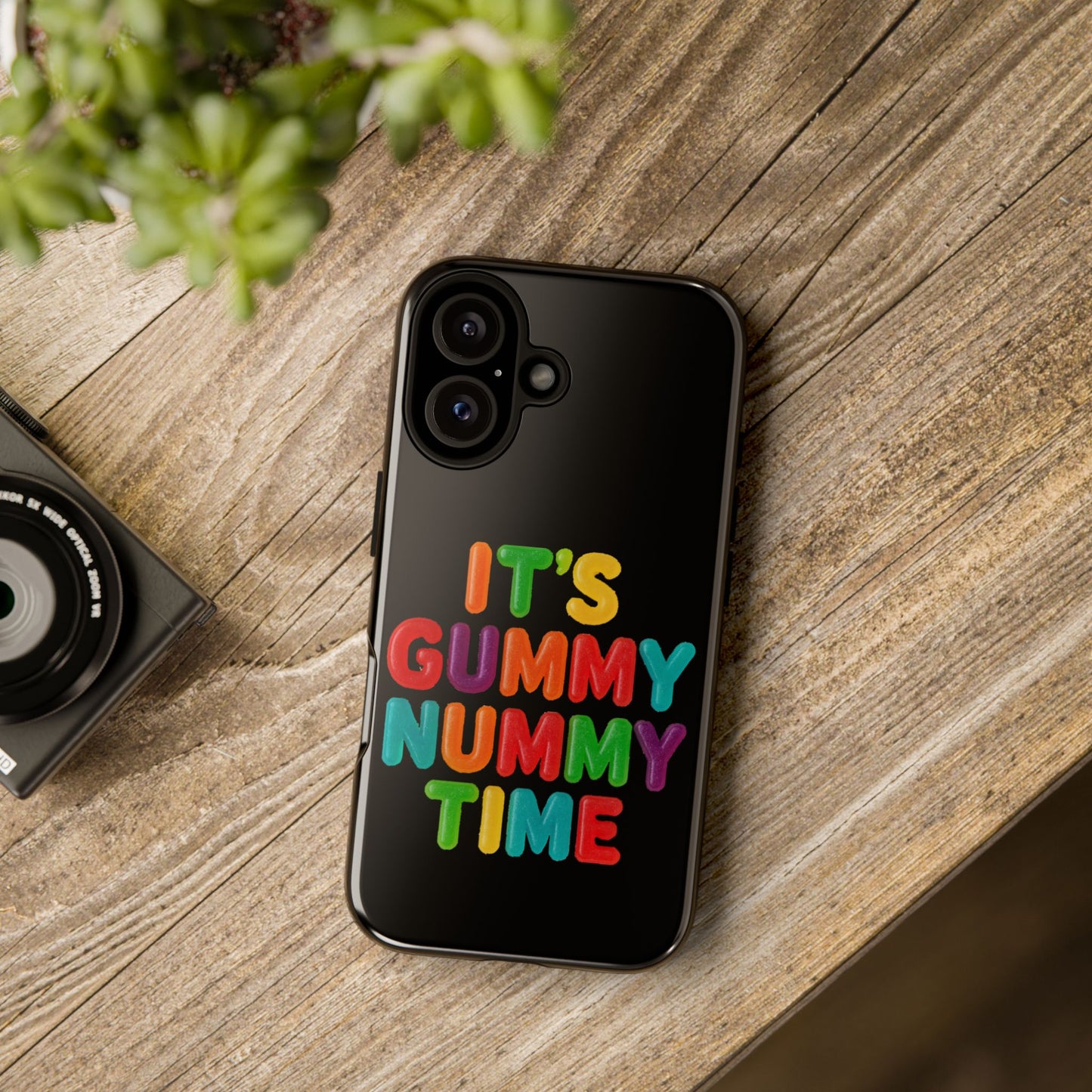 Phone Case — "It's Gummy Nummy Time" Colorful Candy Lettering Protective Case