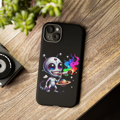 Alien Smoking Rainbow Galaxy Phone Case — Cute Cosmic Art Tough Case