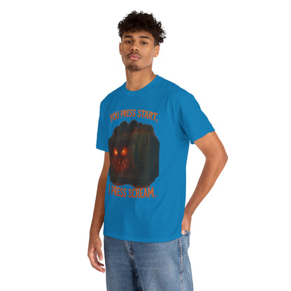 You Press Start I Press Scream tee | Retro Horror Game Controller