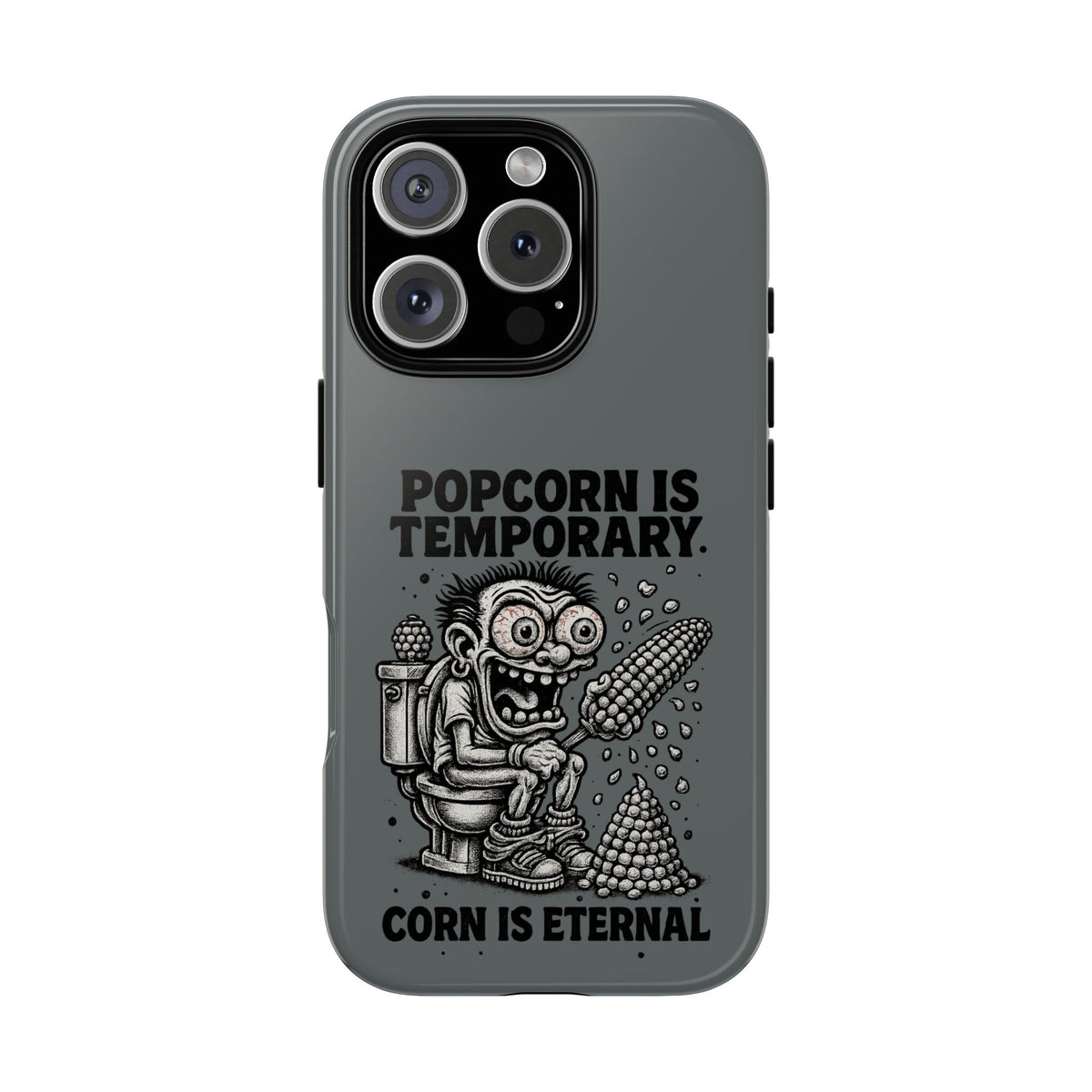 Phone Case — "Popcorn Is Temporary, Corn Is Eternal" Retro Zombie Corn Design