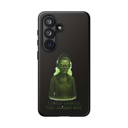 Spooky Green Ghost Phone Case — "I Baked Cookies, They Scream Now" Horror iPhone Cover