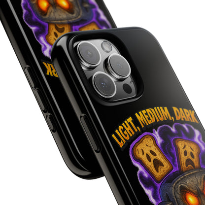Phone Case — 'Light, Medium, Dark or Eternal Blackened Torment?' Spooky Toast & Toaster Horror Design