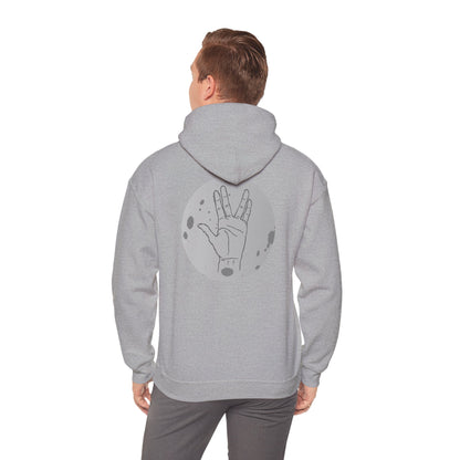 Vulcan Salute Hoodie — Retro Space Hand Graphic Pullover