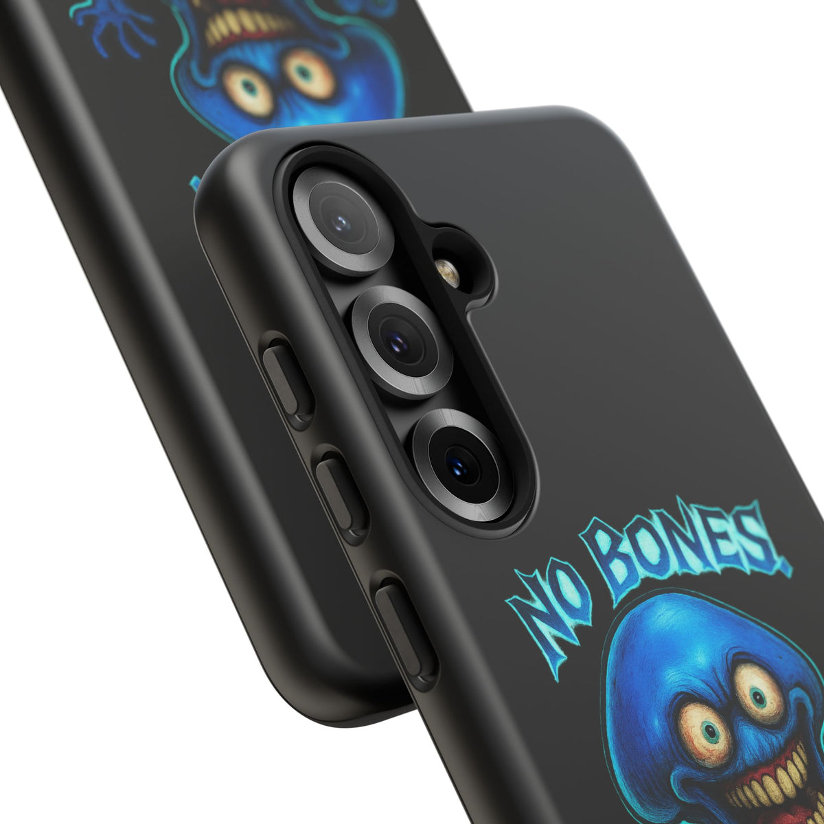 Phone Case — 'No Bones, No Chill, No Mercy' Blue Jellyfish Horror Design