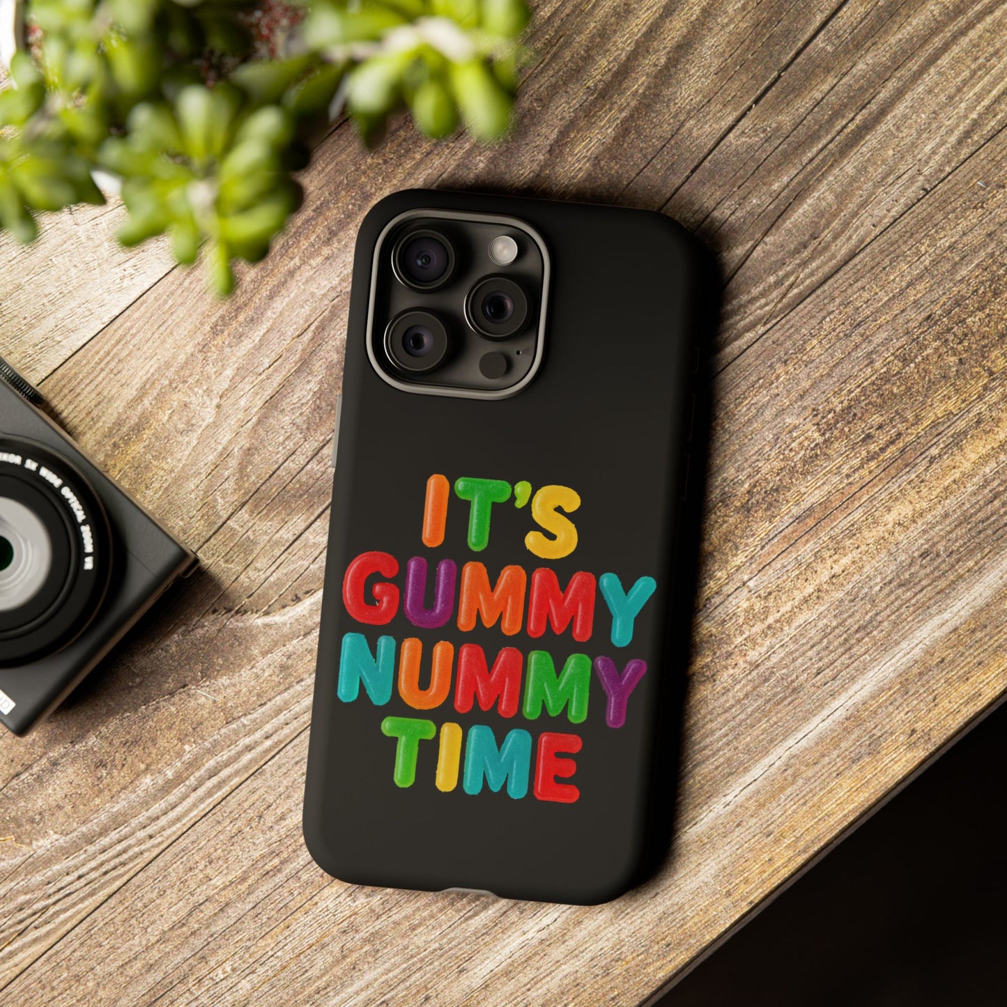 Phone Case — "It's Gummy Nummy Time" Colorful Candy Lettering Protective Case