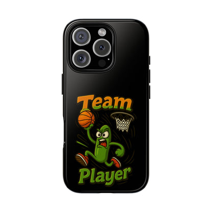 Team Player Basketball Phone Case — Cute Cartoon Pickle Dunk Phone Cover