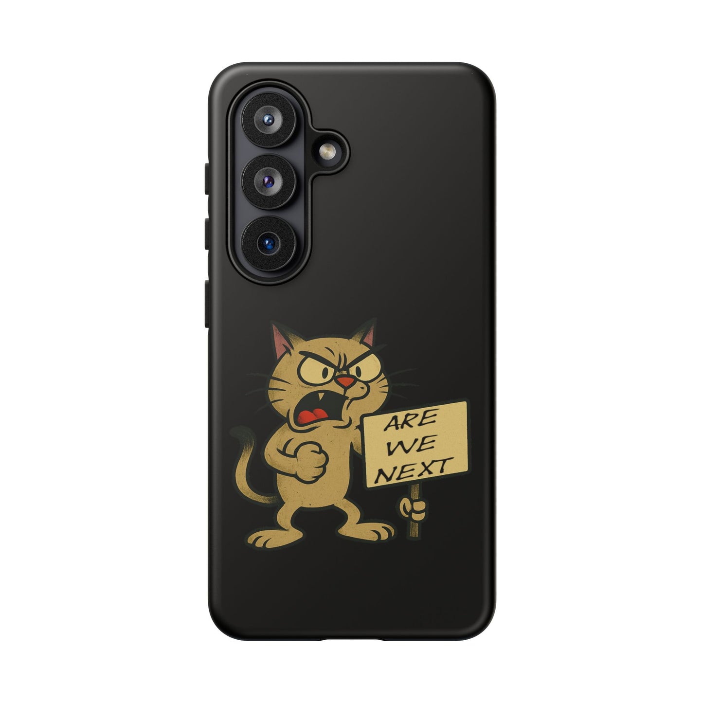 Angry Cat Phone Case — 'Are We Next' Protest Graphic iPhone Case