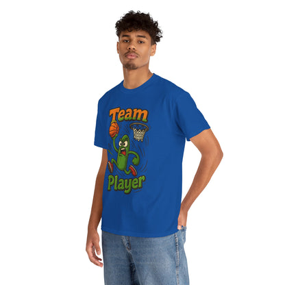 Team Player Basketball T-Shirt — Funny Pickle Mascot Sports Tee