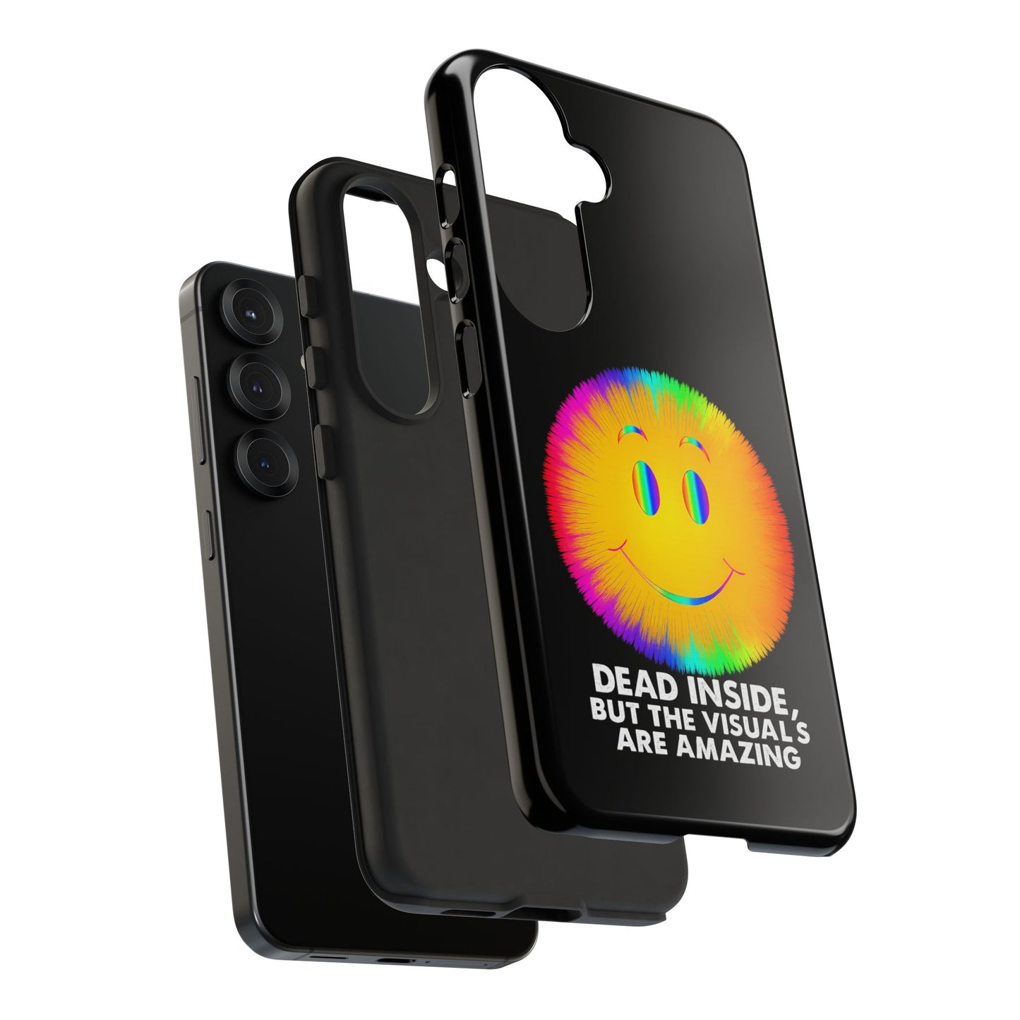 Phone Case — 'Dead Inside, But the Visuals Are Amazing' Rainbow Smiley