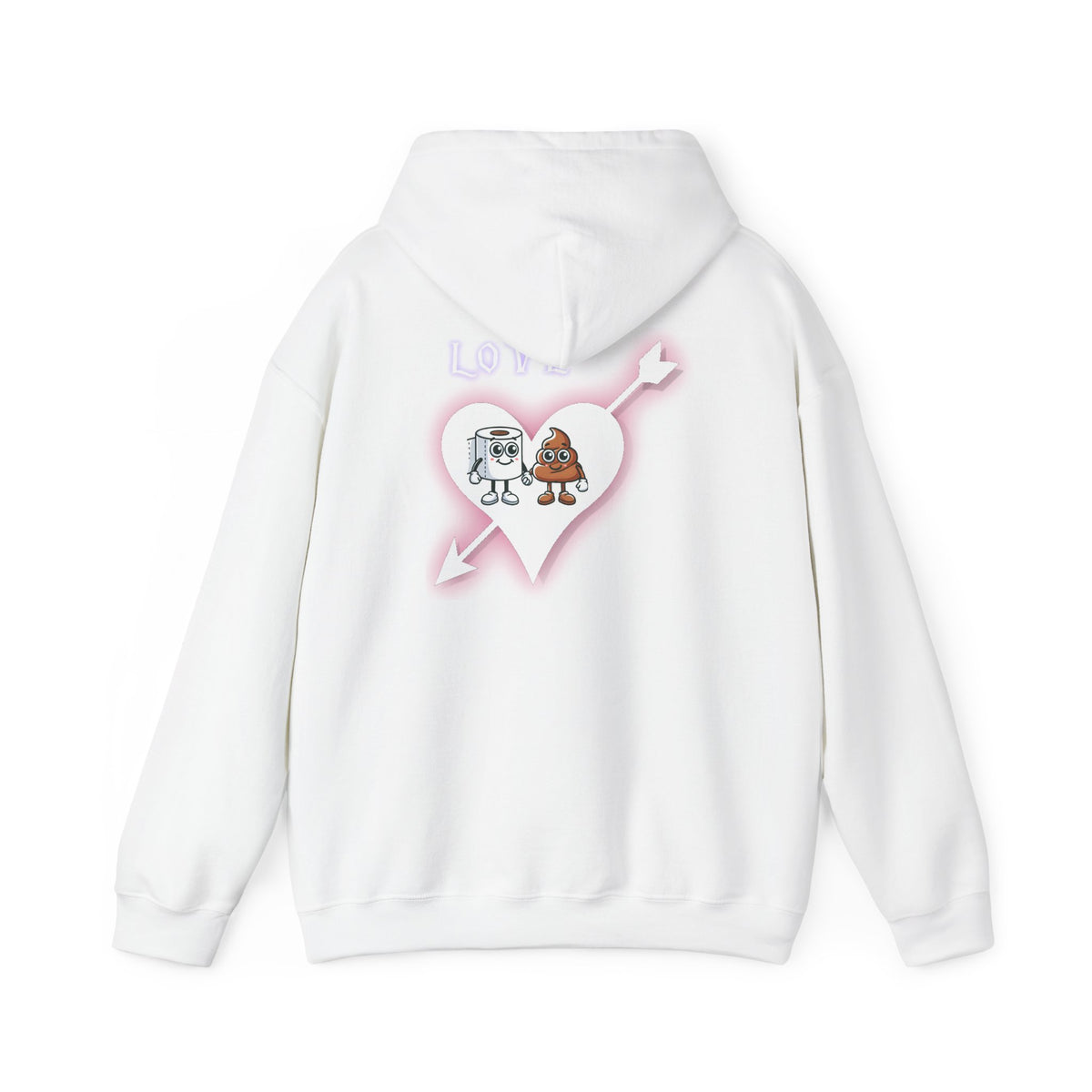 Cute Toilet Paper & Poop Heart Hoodie — Funny Bathroom Couple Graphic Sweatshirt