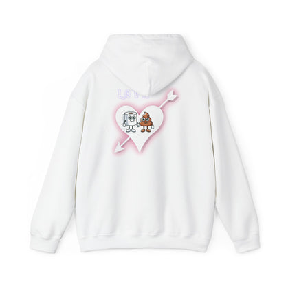 Cute Toilet Paper & Poop Heart Hoodie — Funny Bathroom Couple Graphic Sweatshirt