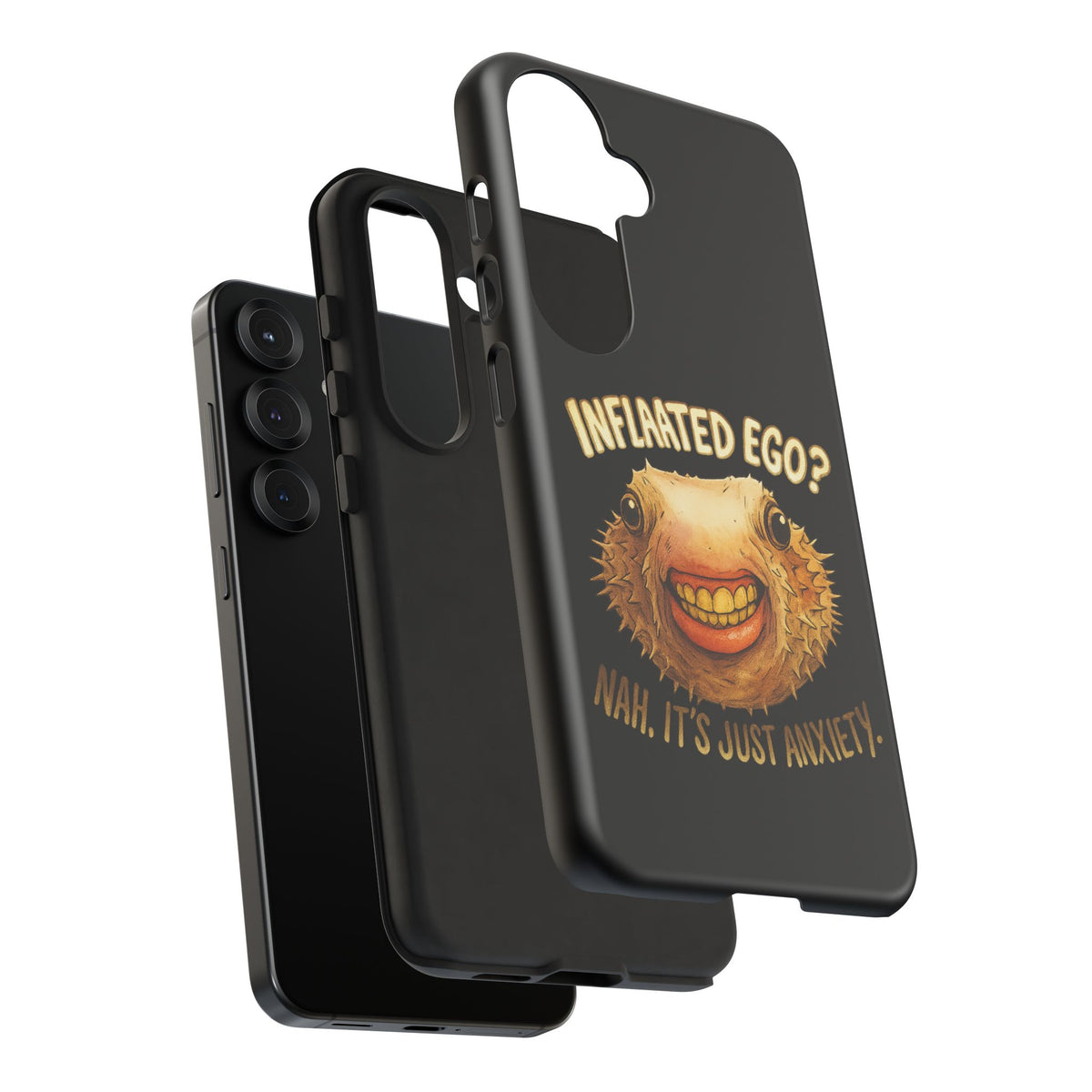 Phone Case — "Inflated Ego? Nah, It's Just Anxiety" Funny Pufferfish Design