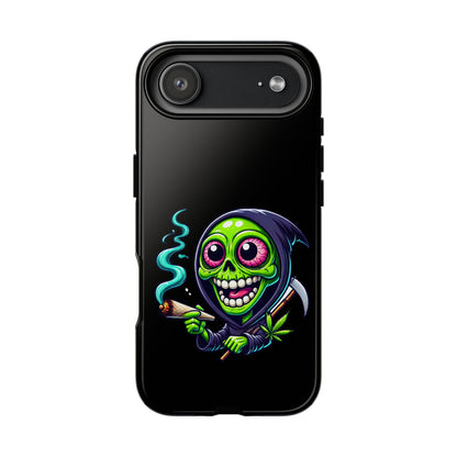 Grinning Stoner Grim Reaper Phone Case – Cannabis Skull iPhone Cover