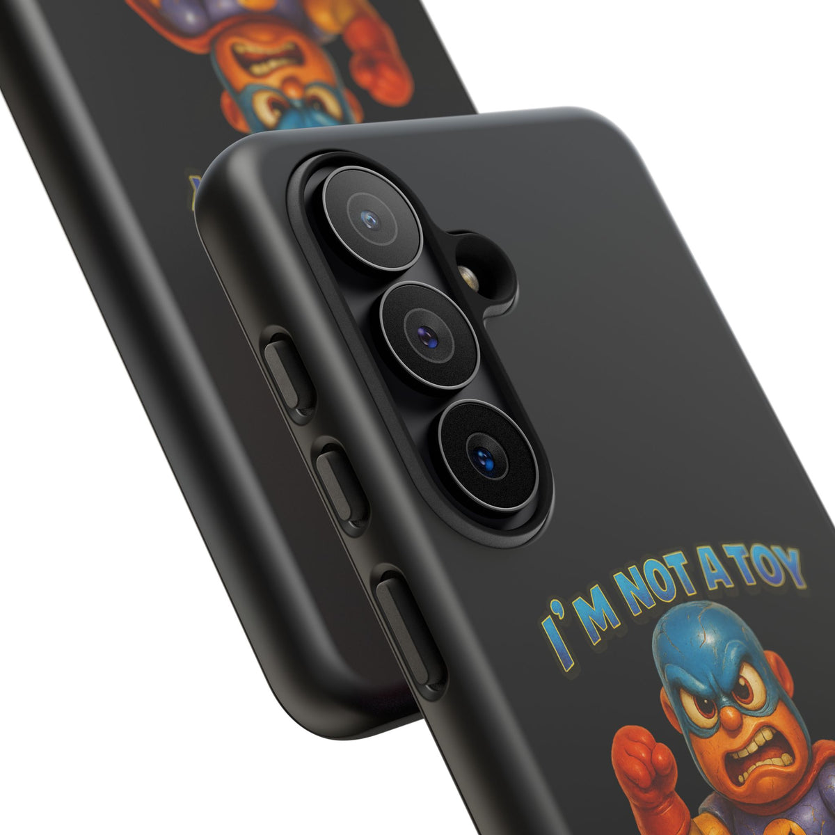 Phone Case — "I'm Not a Toy, I'm a Weaponized Tantrum" Cartoon Superhero Design