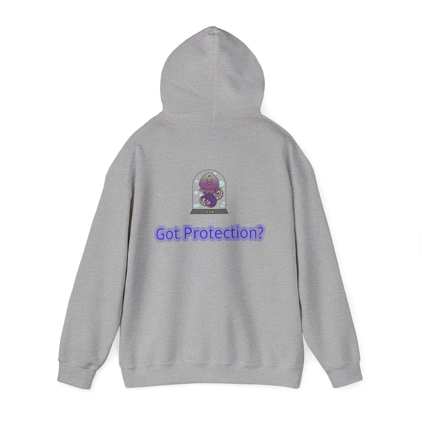 Got Protection? Hoodie — Cute Purple Guardian Character Hooded Sweatshirt