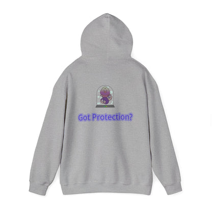 Got Protection? Hoodie — Cute Purple Guardian Character Hooded Sweatshirt