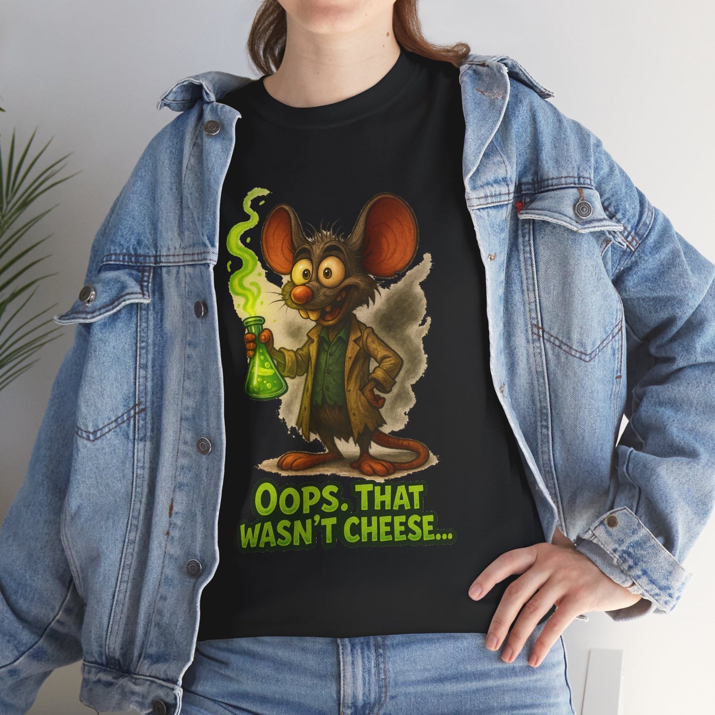 Oops That Wasn't Cheese mouse scientist T-Shirt | funny lab rat design