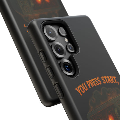 Phone Case — "You Press Start, I Press Scream" Spooky Retro Game Controller Design